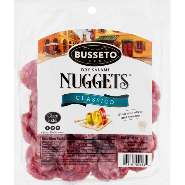 Lunch Meat-Prepackaged Busseto Foods Bite Size Dry Salami Nuggets hero