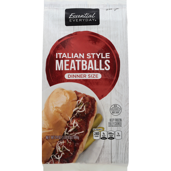 Prepared Meals Essential Everyday Meatballs, Italian Style, Dinner Size hero