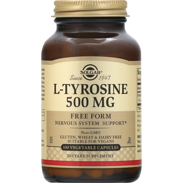 Vitamins & Supplements Solgar L-Tyrosine, 500 mg, Vegetable Capsules hero