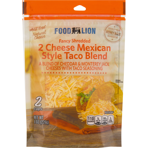 Packaged Cheese Food Lion Natural Shredded 2 Cheese Mexican Taco Cheese hero