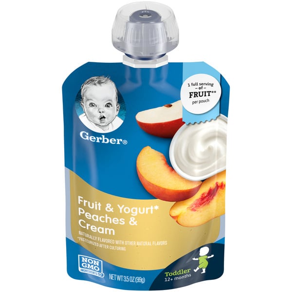 Gerber Fruit And Yogurt Peaches And Cream Pouch hero