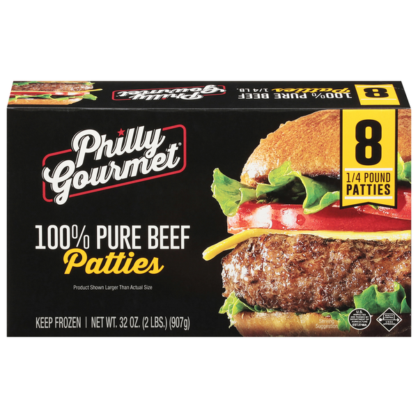 Frozen Meat & Seafood Philly Gourmet Patties, 100% Pure Beef hero