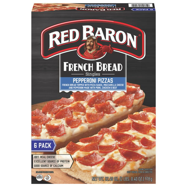 Frozen Pizza Red Baron French Bread Singles Pepperoni Pizzas hero