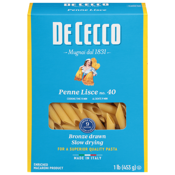 Dry Pasta De Cecco Penne Lisce, No. 40 hero