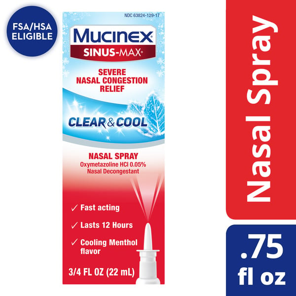 Cold, Flu & Allergy Mucinex Sinus-Max Severe Nasal Congestion Relief Clear & Cool Nasal Spray, Lasts 12 Hours, Fast Acting hero