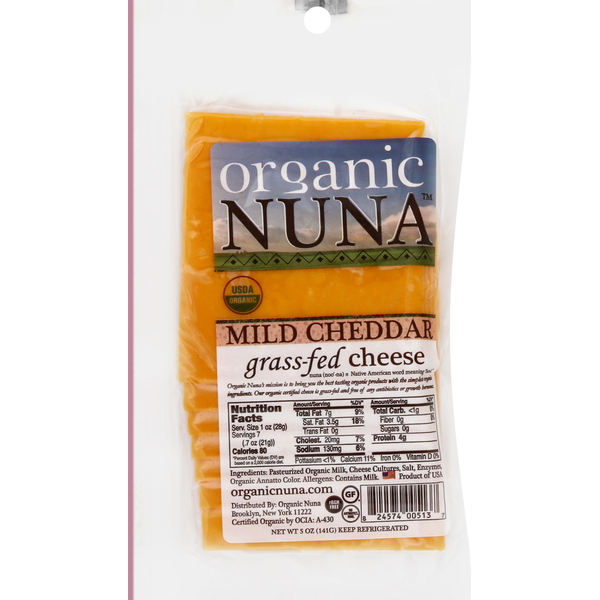 Specialty Cheeses Organic Nuna Cheese, Mild Cheddar, Grass-Fed hero