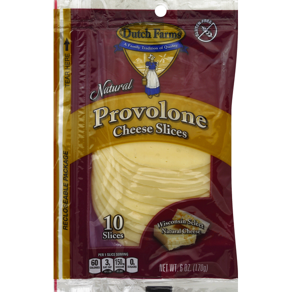 Packaged Cheese Dutch Farms Cheese Slices, Natural Provolone hero