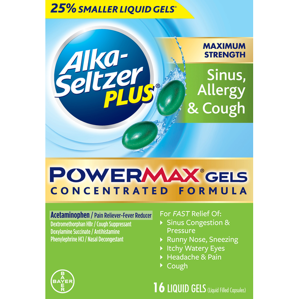 Alka-Seltzer Plus Sinus, Allergy & Cough, Maximum Strength, Liquid Gels hero