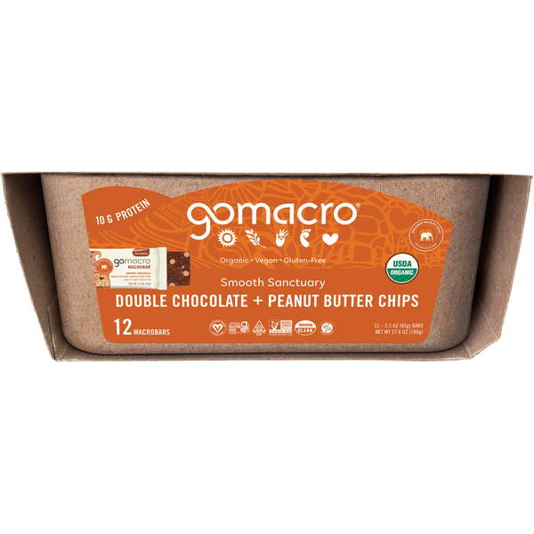 GoMacro MacroBars, Double Chocolate + Peanut Butter Chips hero