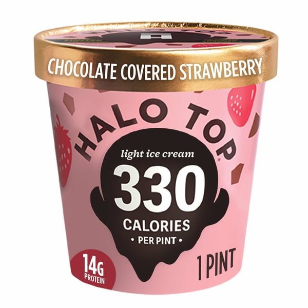 Ice Cream & Ice Halo Top Chocolate Covered Strawberry Light Ice Cream Pint hero