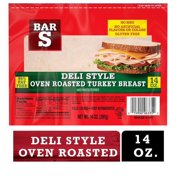 Poultry Counter Bar-S Deli Style Oven Roasted Turkey Breast Lunch Meat hero