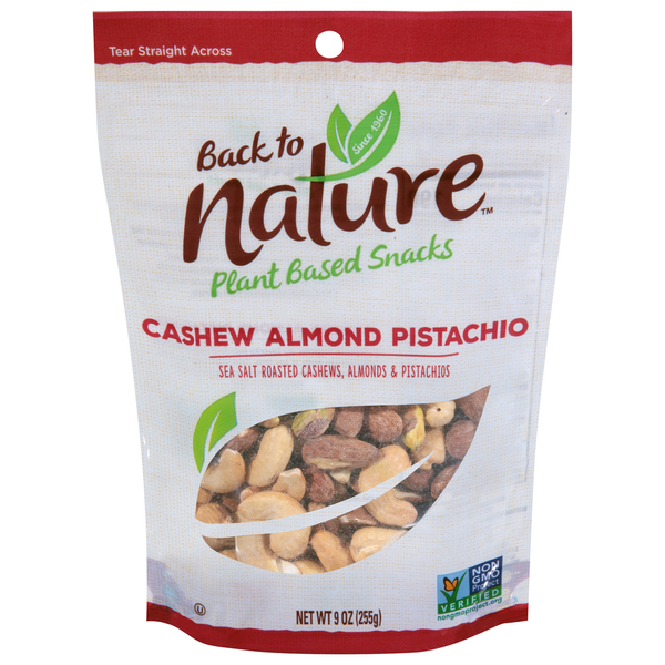 Nuts, Seeds & Dried Fruit Back to Nature Cashew Almond Pistachio hero