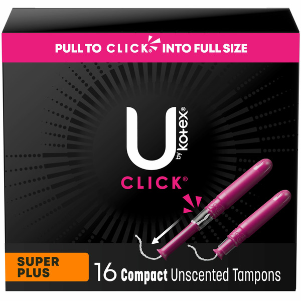 U by Kotex Click Compact Unscented Tampons, Super Plus hero