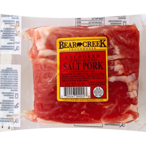 Packaged Meat Bear Creek Salt Pork, Uncooked, Cured Sliced hero