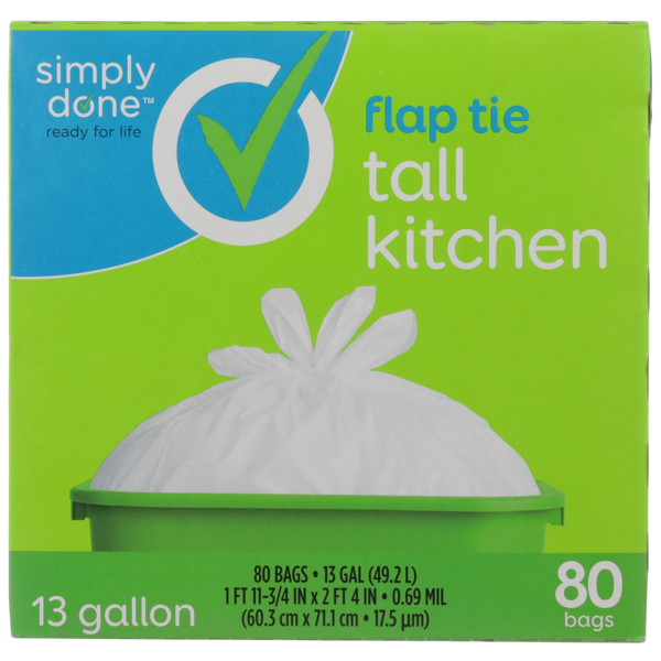 Trash Bags & Liners Simply Done Flap Tie Tall Kitchen Bags hero