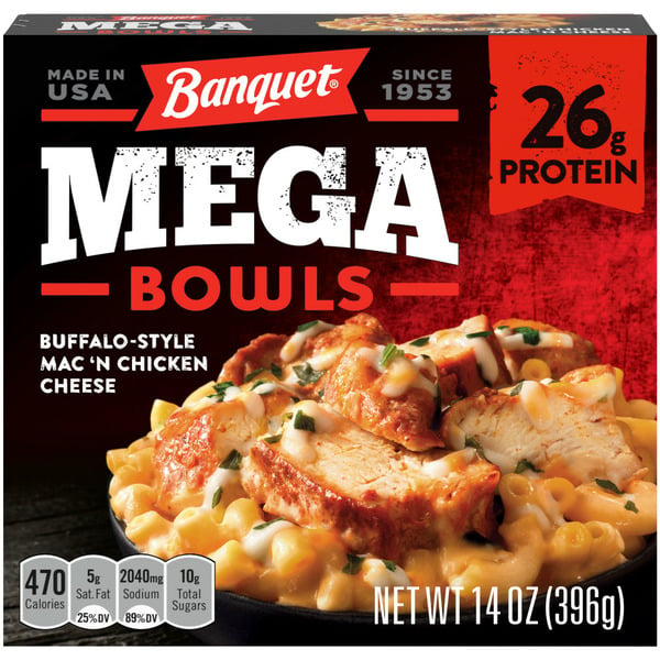 Lunch Meat Banquet Mega Bowls Buffalo-Style Chicken Mac 'N Cheese hero