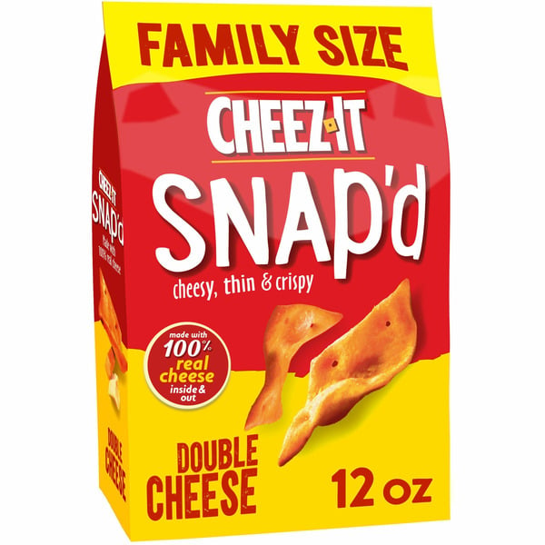 Crackers Cheez-It Snap'd Cheese Cracker Chips, Thin Crisps, Lunch Snacks, Double Cheese hero