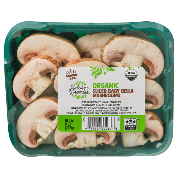 Organic Produce Nature's Promise Organic Baby Bella Mushrooms Sliced hero