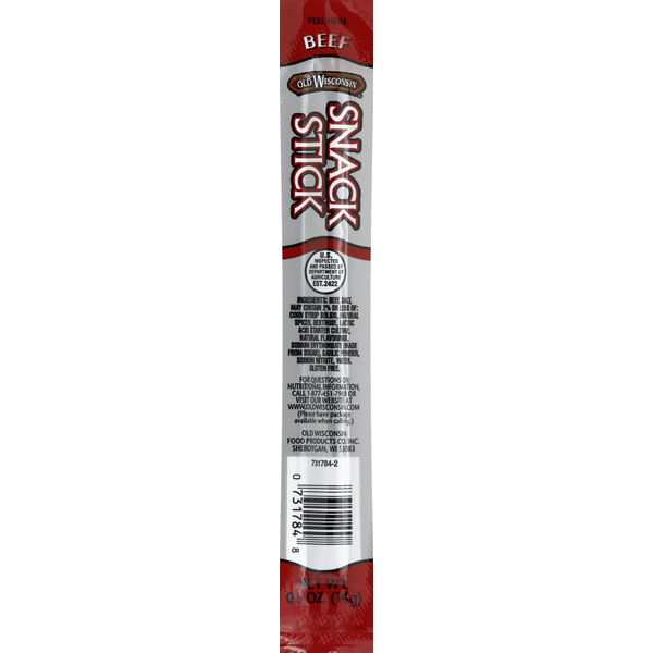 Packaged Meat Old Wisconsin Snack Stick, Beef hero