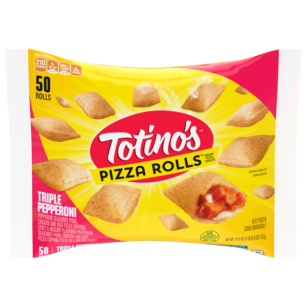 Frozen Appetizers & Sides Totino's Pizza Rolls, Triple Pepperoni hero