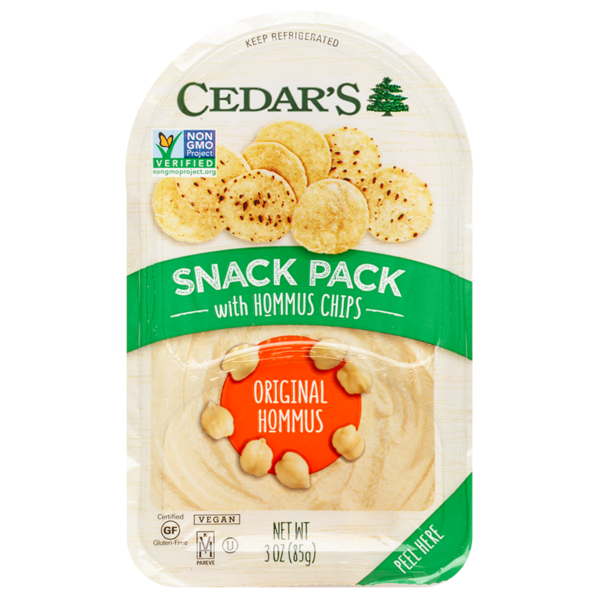 Fresh Dips & Tapenades Cedar's Foods Original Hommus with Chips Snack Pack hero