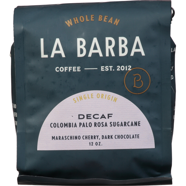 La Barba Coffee, Whole Bean, Colombia Palo Rosa Sugarcane, Decaf hero