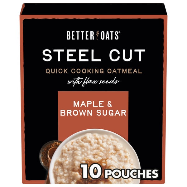 Hot Cereal & Pancake Mixes Better Oats Steel Cut Maple & Brown Sugar Oatmeal hero