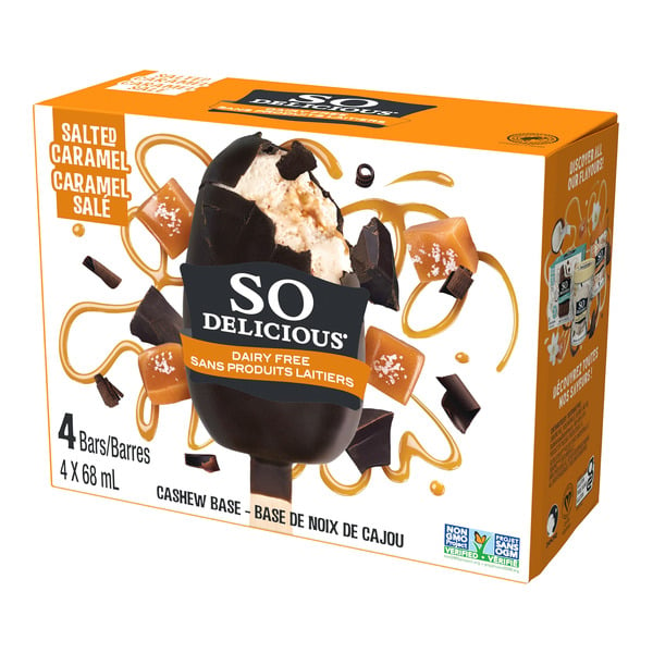 Natural Value So Delicious Dairy Free Cashew-Based Frozen Dessert, 4 Salted Caramel Bars hero