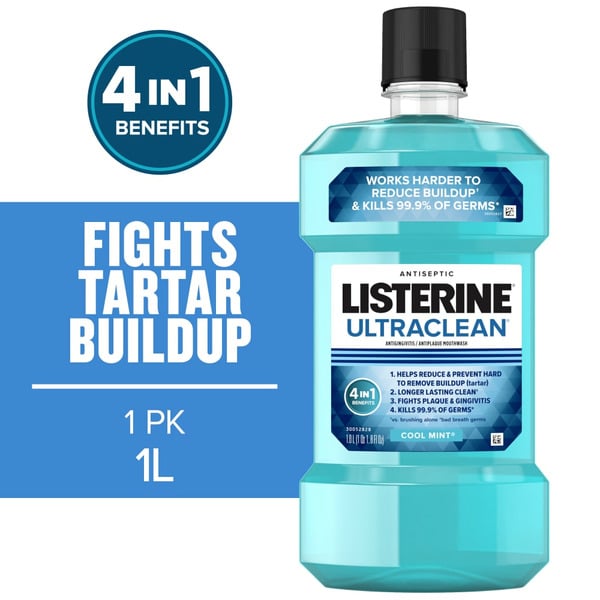 Oral Hygiene Listerine Ultraclean Antiseptic Gingivitis Mouthwash, Cool Mint hero