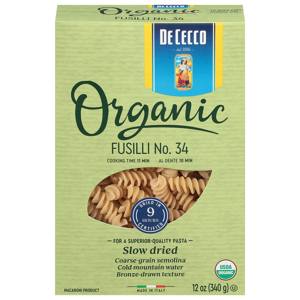 Dry Pasta De Cecco Fusilli, Organic, No. 34 hero