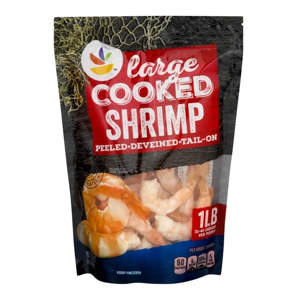 Packaged Seafood Store Brand Cooked Shrimp Tail-On Large - 31-40 ct per lb Frozen hero