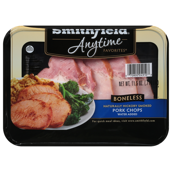 Meat Counter Smithfield Anytime Favorites Naturally Hickory Smoked Pork Chops hero