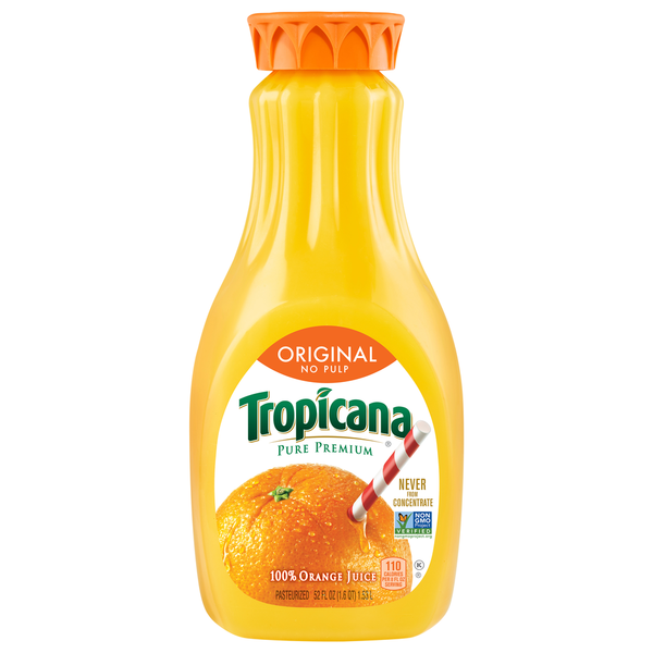 Juice & Nectars Tropicana 100% Orange Juice, No Pulp, Original, Pure Premium hero