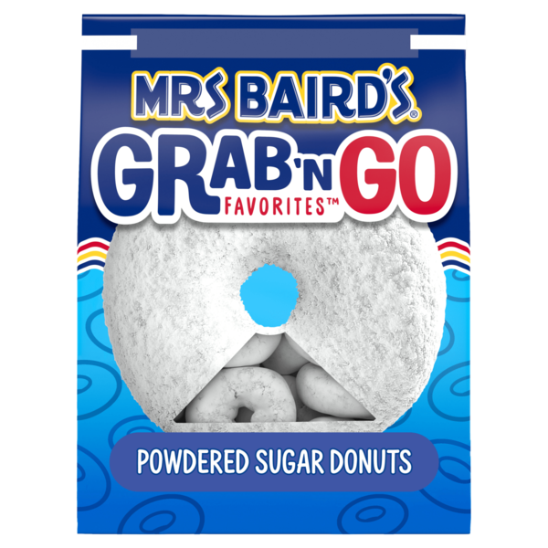 Cookies & Cakes Mrs. Baird's Grab 'n Go Favorites, Powdered Sugar Donuts hero