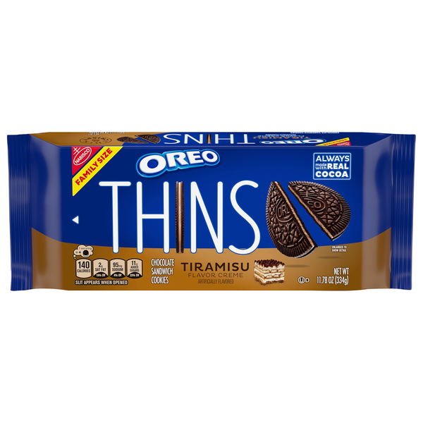 Bakery Desserts Oreo Chocolate Sandwich Cookies, Tiramisu Flavor Creme, Family Size hero