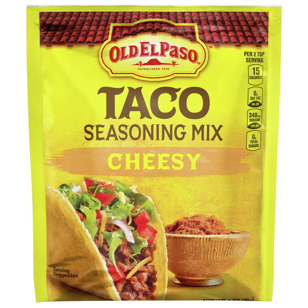 Spices & Seasonings Old El Paso Seasoning Mix, Taco, Cheesy hero