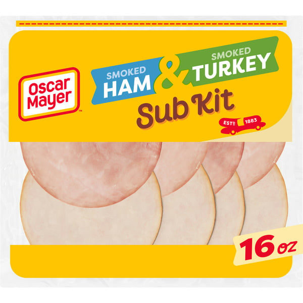 Lunch Meat-Prepackaged Oscar Mayer Sub Kit with Smoked Ham & Smoked Turkey Breast Sliced Deli Sandwich Lunch Meat hero