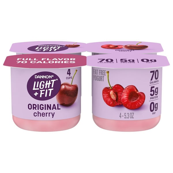 Yogurt Dannon Light + Fit Cherry Original Nonfat Yogurt Pack hero