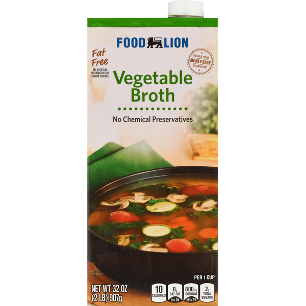 Soup, Broth & Bouillon Food Lion Broth, Fat Free, Vegetable hero