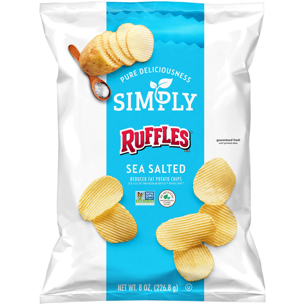 Chips & Pretzels Ruffles Reduced Fat Sea Salted Potato Chips hero