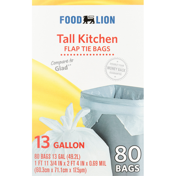 Trash Bags & Liners Food Lion Tall Kitchen Trash Bags With Tie Flaps 13 Gallon hero