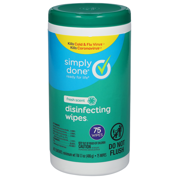 Cleaning Products Simply Done Wipes, Disinfecting, Fresh Scent hero