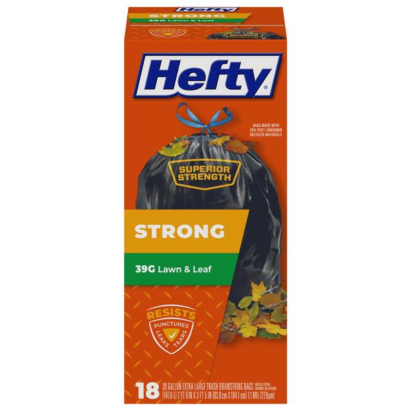 Trash Bags & Liners Hefty Strong Lawn & Leaf Extra Large Trash Drawstring Bags hero