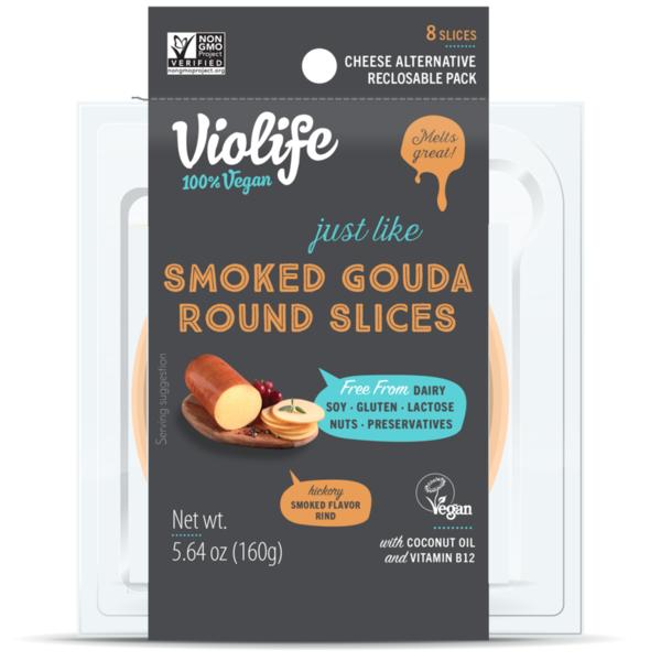 Specialty Cheeses Violife Just Like Smoked Gouda Round Slices, Dairy-Free Vegan hero