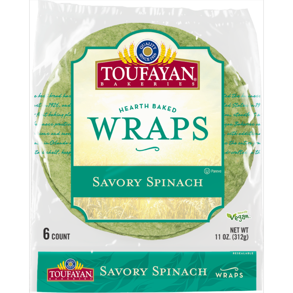 Tortillas & Flat Bread Toufayan Bakeries Savory Spinach Wraps hero