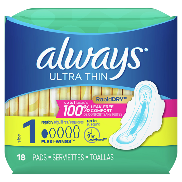 Feminine Care Always Ultra Thin Pads Size 1 Regular Absorbency Unscented with Wing hero