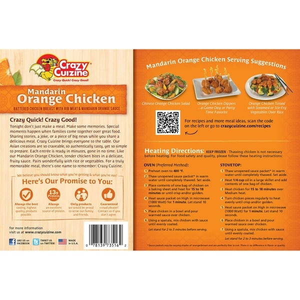 Crazy Cuizine Mandarin Orange Chicken, 66 oz