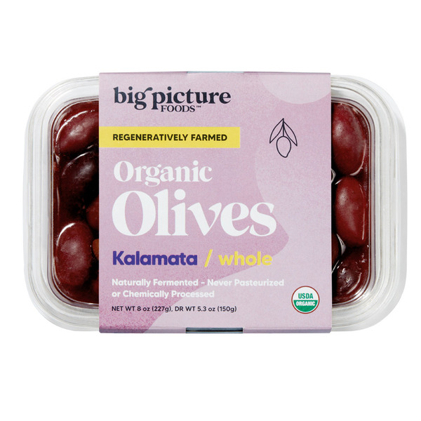 Specialty Cheese Big Picture Foods Organic Kalamata Olives, Whole, Refrigerated Fresh + Raw hero