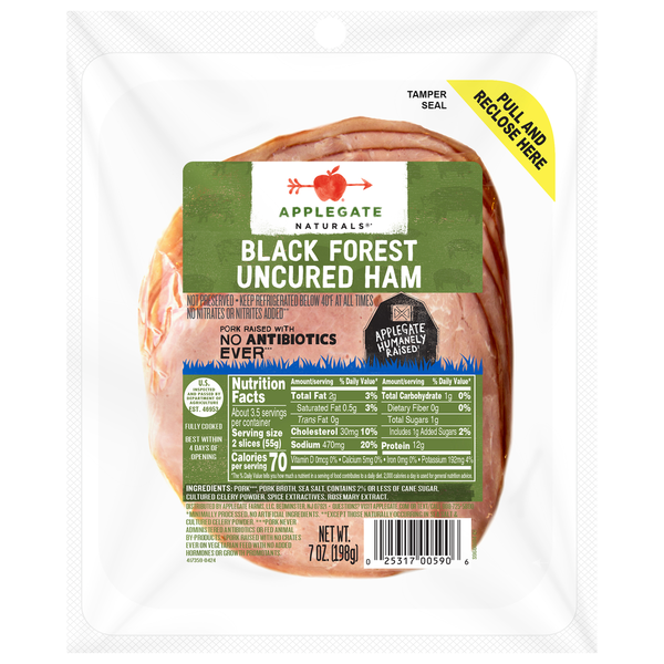 Tea Applegate Naturals  Black Forest Ham hero