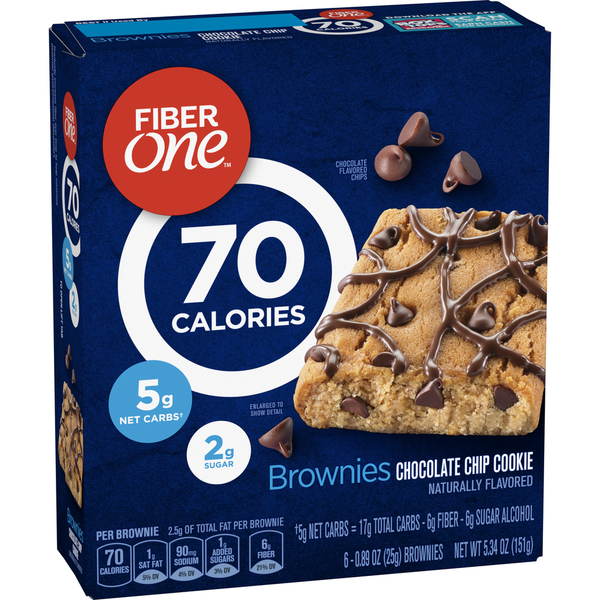 Breakfast Bars & Pastries Fiber One 70 Calorie Chocolate Chip Cookie Brownies hero